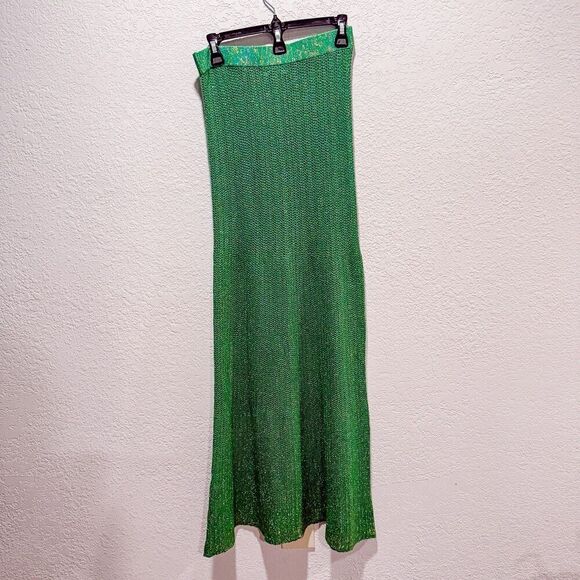 Isabelle François Green Crochet Maxi Skirt Women’s Small St. Tropez Mermaidcore - Picture 2 of 6